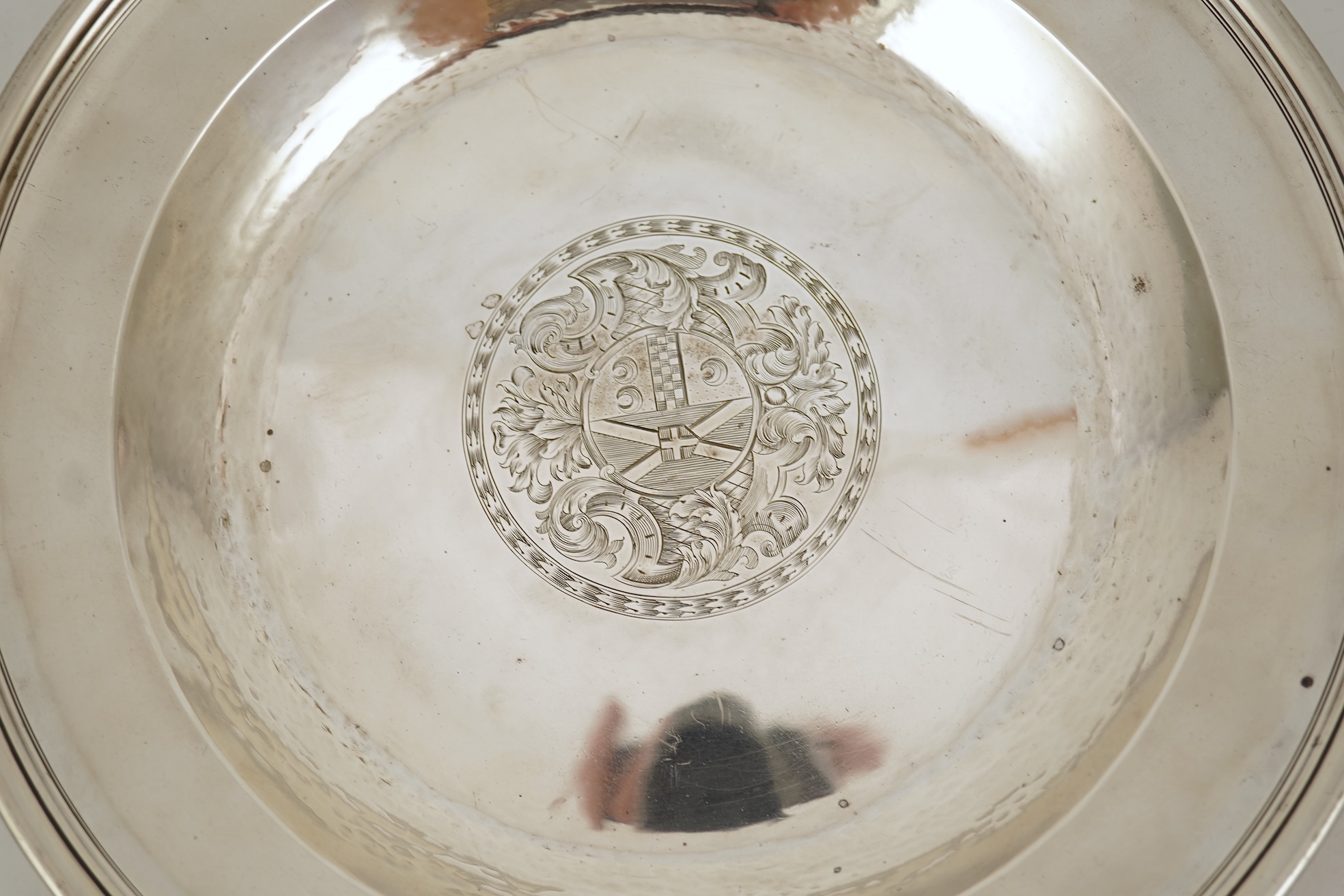 A Queen Anne Britannia standard silver soup plate, no makers mark